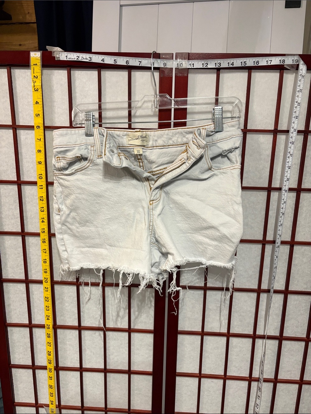 Universal Thread Cream Frayed Denim Shorts